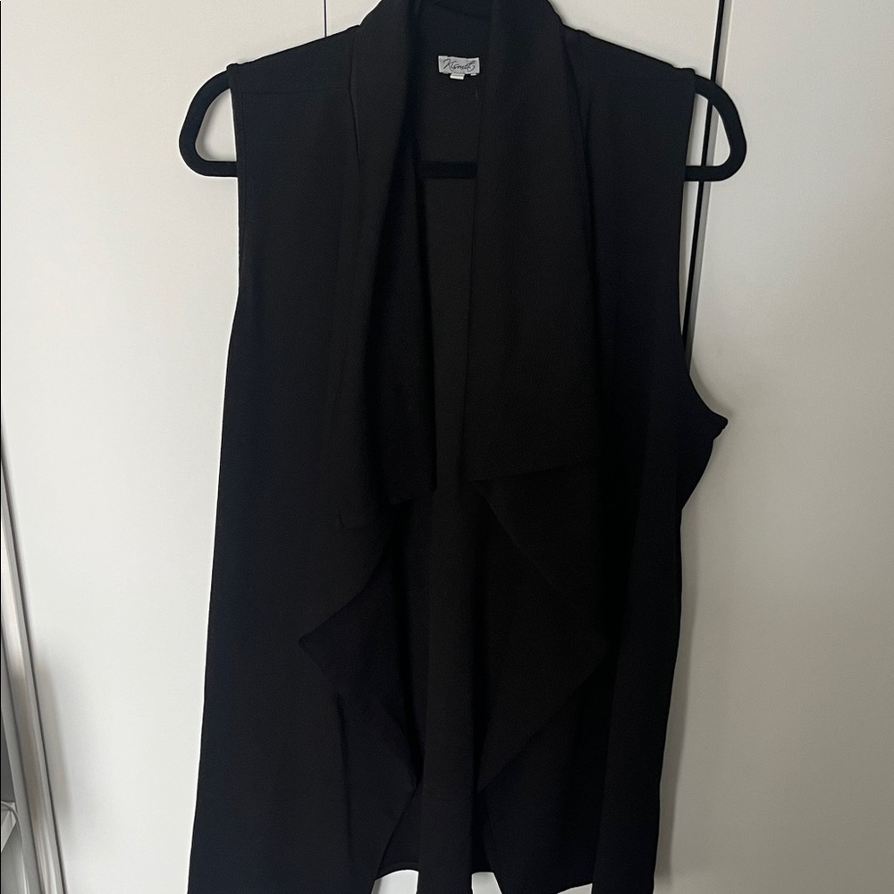 Kismet Black Open Front Draped Vest